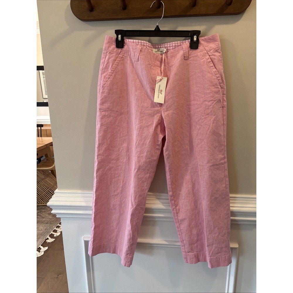 NWT Vineyard Vines Malibu Pink Linen Blend Women Catamaran Pant Sz. 12 $108